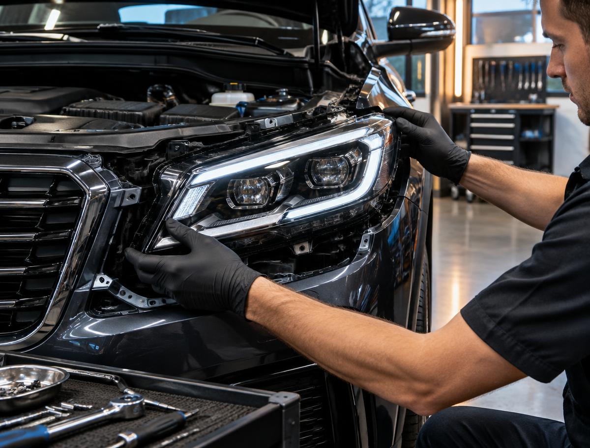 Professional LED headlight installation